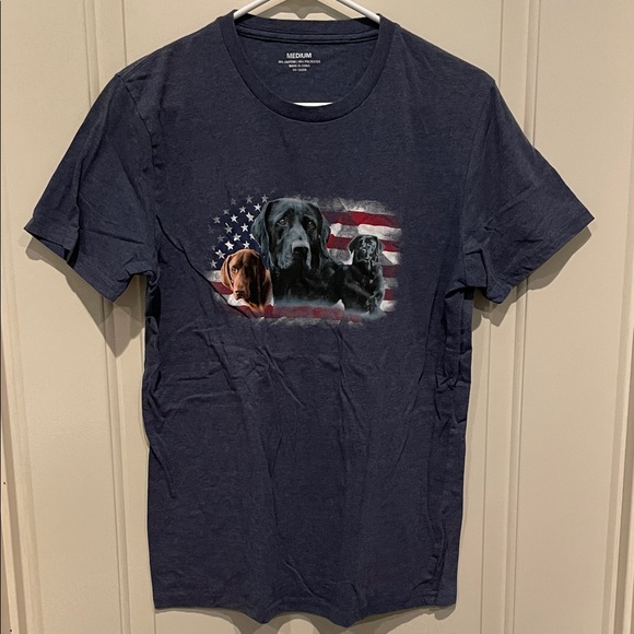 Other - Unbranded Men’s Blue Dog Flag Americana Graphic T-Shirt, Size Medium